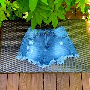 Denim Rip-styled Shorts